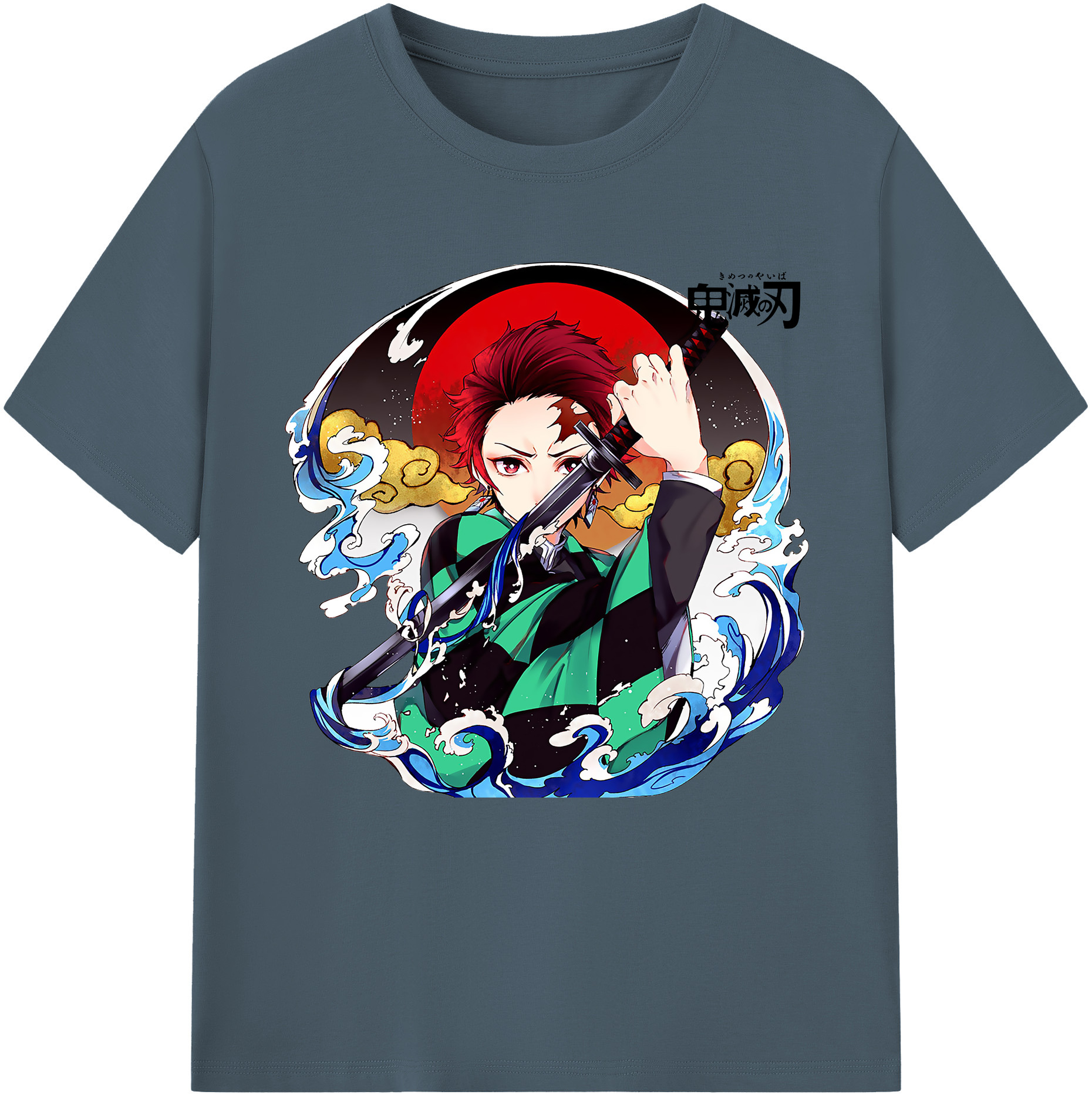 （画像用） 鬼滅の刃 竈門 炭治郎／かまど たんじろう Kamado Tanjirou 綿100％半袖Tシャツ（フロントプリント）